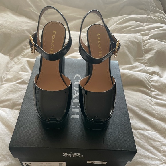 COACH Isabella black patent leather women’s size 8 - Picture 4 of 7